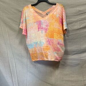 Chico's Multicolor Abstract Short Sleeve Top